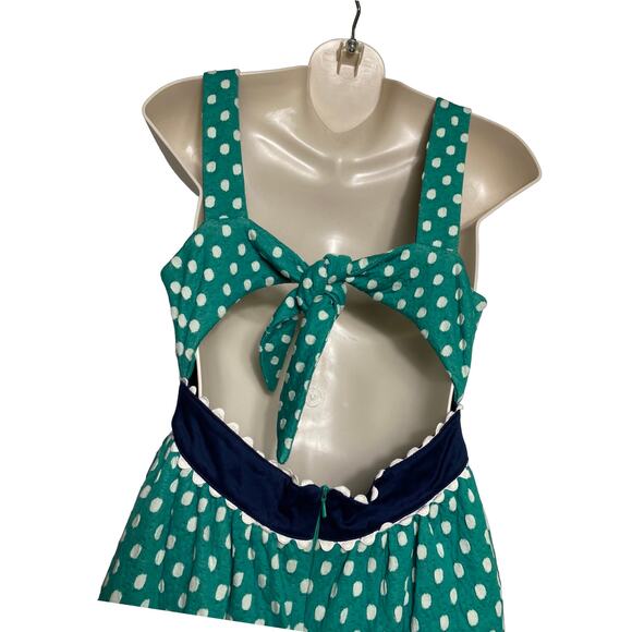 Judith March Green and White Polka Dot Sleeveless Open Back Dress M (2600) - Picture 7 of 7